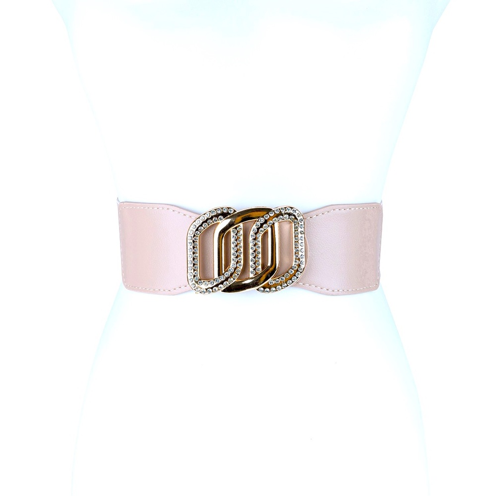 Ivory Leather Rhinestone Statement Belt
